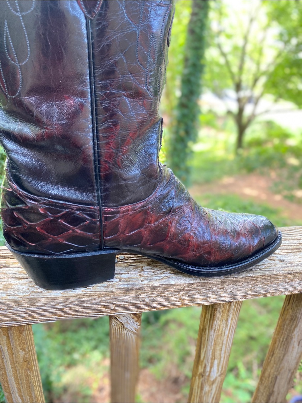 Lucchese Men's 9D Black Cherry Genuine Anteater 1994 Cowboy Western Boots Preban - Picture 11 of 12